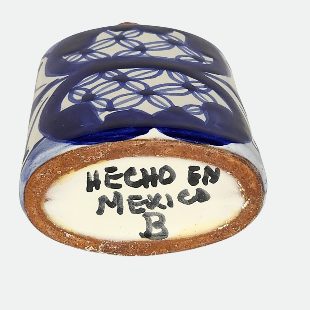 Mexican Talavera Pottery Bottle Flask Cobalt Blue White Hand Painted Mexico - Picture 5 of 11